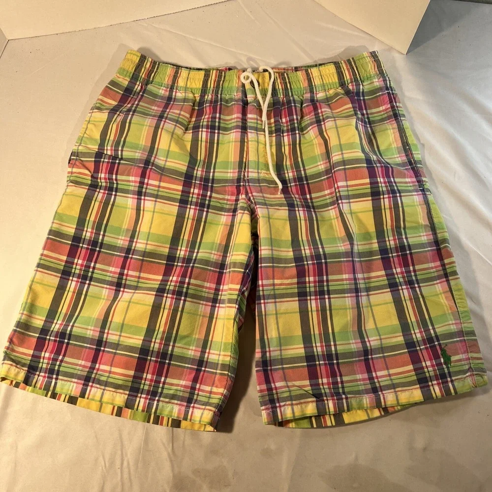 POLO RALPH LAUREN PLAID‎ SWIM SHORTS  TRUNKS SWIMWEAR BEACH Size XL
